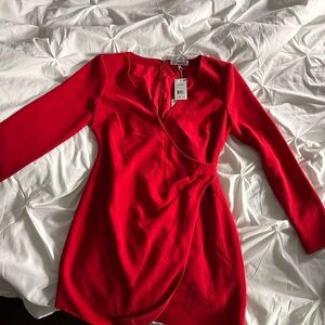 Likely Red Long Sleeve Wrap Blouse